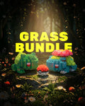 Grass Bundle - Venusaur + Bulbasaur. Two green Pokémon, Venusaur with a large flower, and Bulbasaur with a bulb, stand on