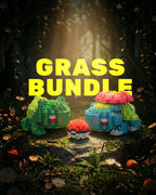 Grass Bundle - Venusaur + Bulbasaur. Two green Pokémon, Venusaur with a large flower, and Bulbasaur with a bulb, stand on